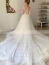 Tulle Scoop Neck Ball Gown Chapel Train Appliques Lace Wedding Dresses #LDB00023653