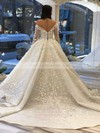 Satin Off-the-shoulder Ball Gown Court Train Flower(s) Wedding Dresses #LDB00023661