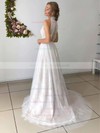 Lace Tulle High Neck A-line Sweep Train Appliques Lace Wedding Dresses #LDB00023665