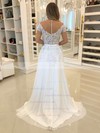 Chiffon Scoop Neck A-line Sweep Train Appliques Lace Wedding Dresses #LDB00023667