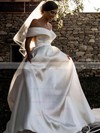 Satin Off-the-shoulder Ball Gown Court Train Pockets Wedding Dresses #LDB00023676