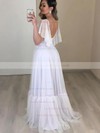 Tulle V-neck A-line Floor-length Wedding Dresses #LDB00023684