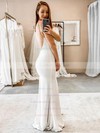 Stretch Crepe V-neck Sheath/Column Floor-length Wedding Dresses #LDB00023706