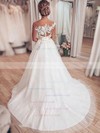 Tulle Scoop Neck Princess Sweep Train Appliques Lace Wedding Dresses #LDB00023709