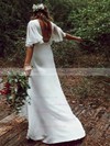 Stretch Crepe V-neck A-line Floor-length Wedding Dresses #LDB00023710