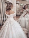 Tulle Off-the-shoulder Ball Gown Court Train Beading Wedding Dresses #LDB00023712