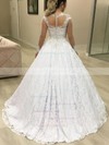 Lace Scoop Neck Ball Gown Floor-length Beading Wedding Dresses #LDB00023721