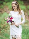 Lace Scoop Neck Sheath/Column Short/Mini Wedding Dresses #LDB00023724