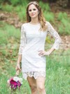 Lace Scoop Neck Sheath/Column Short/Mini Wedding Dresses #LDB00023724