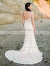 Silk-like Satin Scoop Neck Trumpet/Mermaid Sweep Train Appliques Lace Wedding Dresses #LDB00023725
