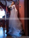 Lace V-neck Trumpet/Mermaid Sweep Train Wedding Dresses #LDB00023729