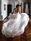 Tulle V-neck Princess Sweep Train Appliques Lace Wedding Dresses #LDB00023748