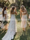 Lace Sweetheart A-line Sweep Train Split Front Wedding Dresses #LDB00023752