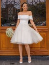 Organza Off-the-shoulder A-line Knee-length Wedding Dresses #LDB00023757