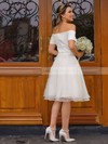 Organza Off-the-shoulder A-line Knee-length Wedding Dresses #LDB00023757