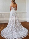 Lace Sweetheart A-line Sweep Train Wedding Dresses #LDB00023779