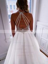 Organza High Neck Ball Gown Court Train Beading Wedding Dresses #LDB00023786