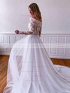 Tulle Off-the-shoulder A-line Sweep Train Appliques Lace Wedding Dresses #LDB00023790
