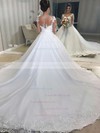 Tulle Scoop Neck Ball Gown Chapel Train Beading Wedding Dresses #LDB00023803