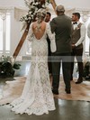Lace V-neck Sheath/Column Sweep Train Wedding Dresses #LDB00023820