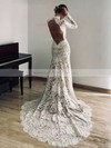 Lace High Neck Trumpet/Mermaid Court Train Wedding Dresses #LDB00023826