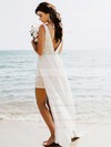 Tulle V-neck A-line Floor-length Split Front Wedding Dresses #LDB00023837