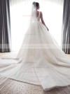 Tulle V-neck Ball Gown Chapel Train Pearl Detailing Wedding Dresses #LDB00023841