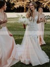 Tulle Scoop Neck Trumpet/Mermaid Court Train Pearl Detailing Wedding Dresses #LDB00023844