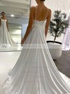 Silk-like Satin Square Neckline A-line Court Train Pockets Wedding Dresses #LDB00023846