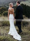 Lace Scoop Neck Trumpet/Mermaid Court Train Wedding Dresses #LDB00023849