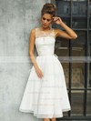 Tulle Scoop Neck A-line Tea-length Appliques Lace Wedding Dresses #LDB00023851