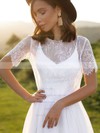 Tulle Scoop Neck A-line Sweep Train Lace Wedding Dresses #LDB00023855