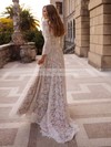 Lace Scoop Neck A-line Sweep Train Wedding Dresses #LDB00023858