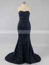 Trumpet/Mermaid Sweetheart Lace Court Train Prom Dresses #LDB02016061