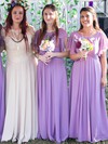 Chiffon Scoop Neck A-line Floor-length Cascading Ruffles Bridesmaid Dresses #LDB01013778