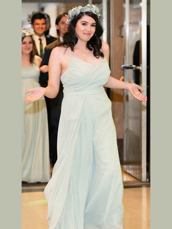 Chiffon V-neck A-line Floor-length Ruffles Bridesmaid Dresses #LDB01013788