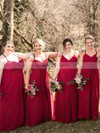 Chiffon V-neck A-line Floor-length Appliques Lace Bridesmaid Dresses #LDB01013797