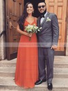 Chiffon V-neck A-line Floor-length Bridesmaid Dresses #LDB01013807
