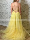 Tulle Square Neckline A-line Sweep Train Appliques Lace Prom Dresses #LDB020106727