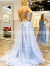 Tulle Square Neckline A-line Sweep Train Appliques Lace Prom Dresses #LDB020106840