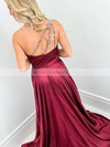 Silk-like Satin One Shoulder A-line Sweep Train Beading Prom Dresses #LDB020106732