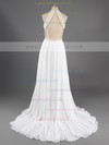 Simple Sweep Train Open Back Chiffon Pearl Detailing Scoop Neck Prom Dress #LDB02016066