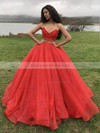 Organza V-neck Ball Gown Floor-length Prom Dresses #LDB020106939
