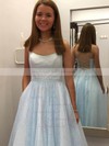 Glitter Square Neckline A-line Sweep Train Pockets Prom Dresses #LDB020106947