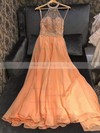 Chiffon Halter A-line Floor-length Beading Prom Dresses #LDB020106949