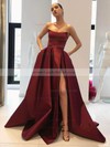 Satin Strapless A-line Sweep Train Sashes / Ribbons Prom Dresses #LDB020106959