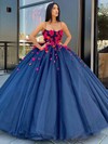 Organza Square Neckline Ball Gown Floor-length Flower(s) Prom Dresses #LDB020106961