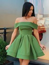 Silk-like Satin Off-the-shoulder A-line Short/Mini Prom Dresses #LDB020107000