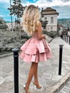 Satin One Shoulder Ball Gown Short/Mini Tiered Prom Dresses #LDB020107006