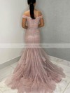 Glitter Off-the-shoulder Trumpet/Mermaid Sweep Train Beading Prom Dresses #LDB020107029